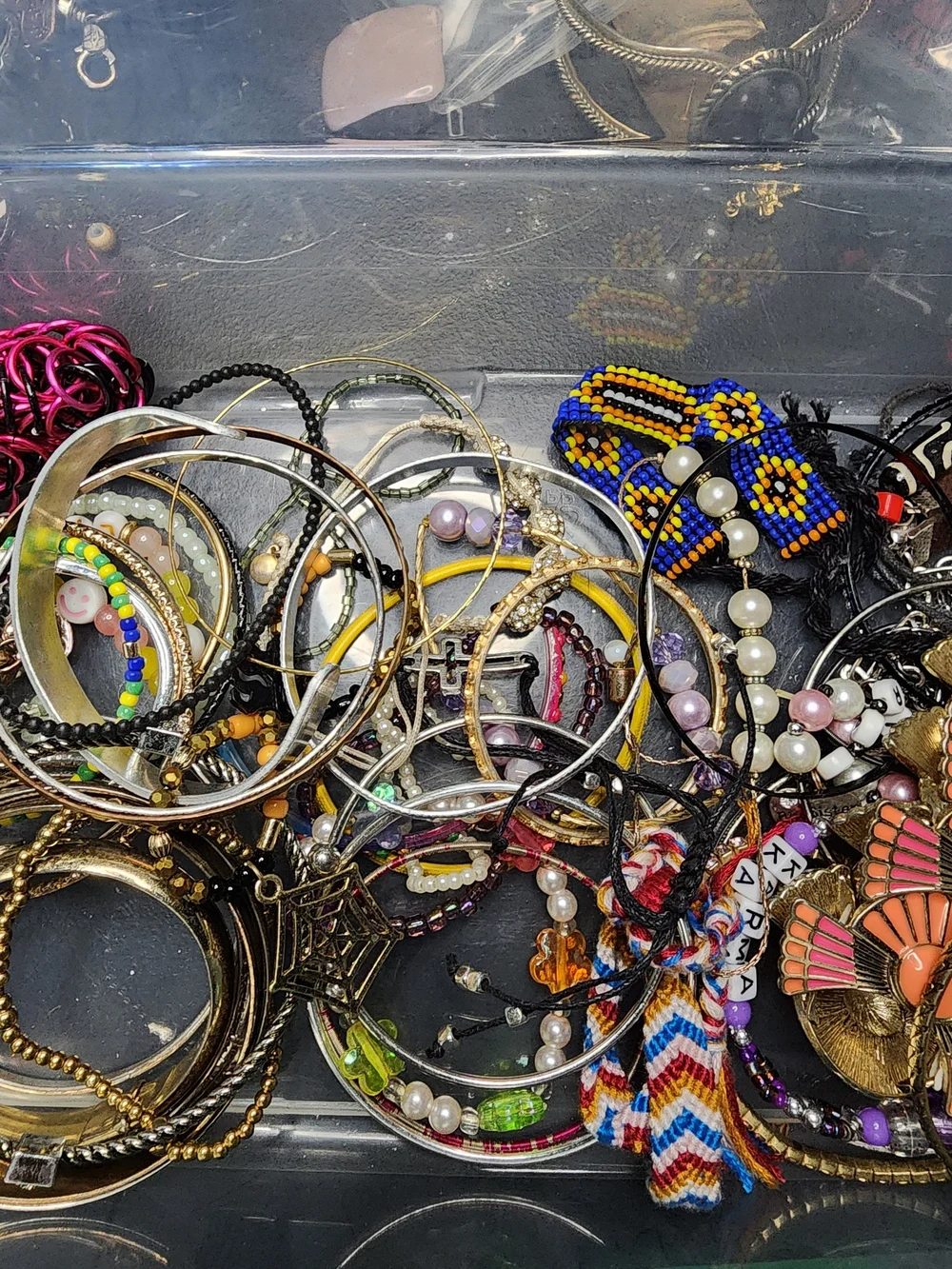 1lb Mixed Color Beaded and Metal Bracelet Set May Or May Not Have Matches